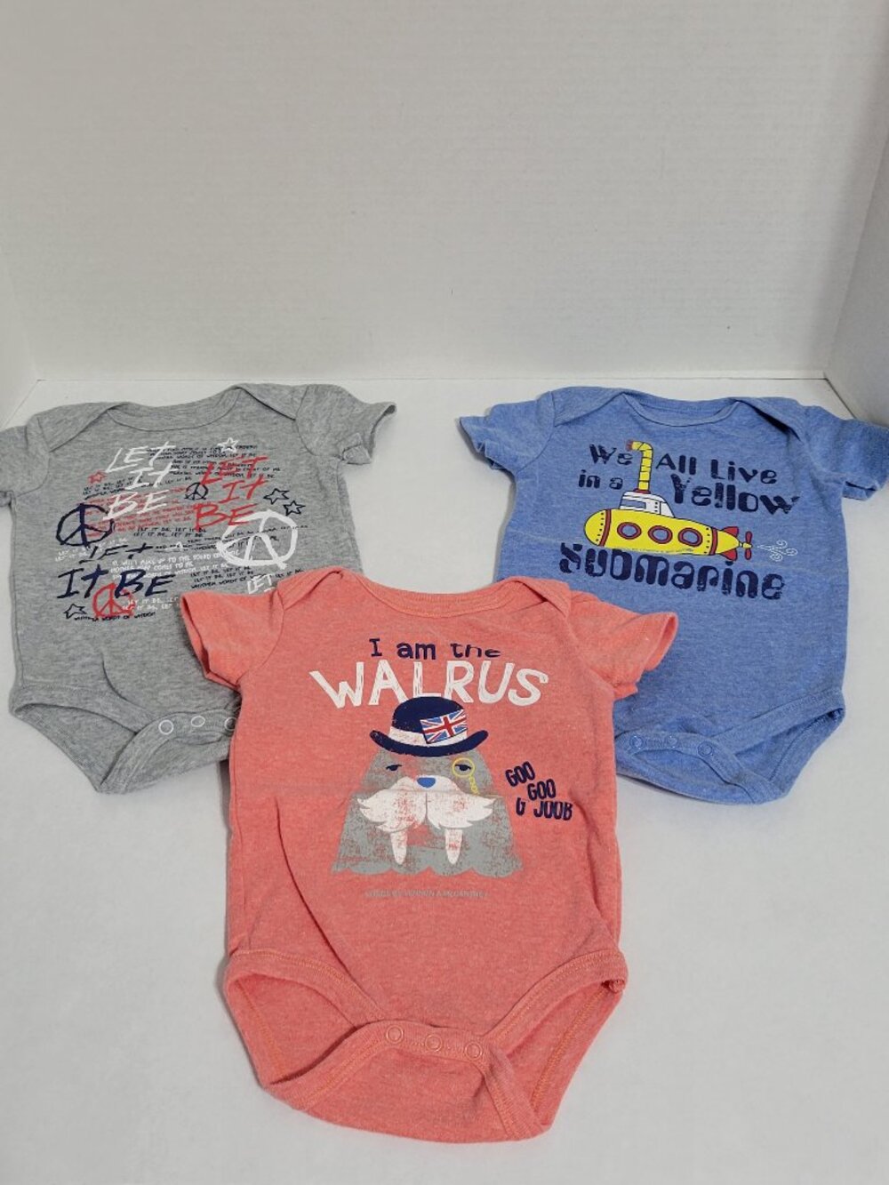 The Beatles Baby Bodysuit Lot Yellow Submarine, Let It Be, I Am The Walrus 3-6m